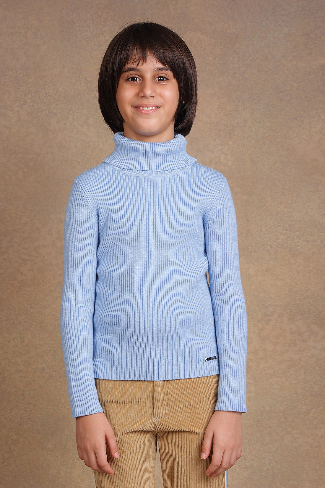 One Friday Kids Boys Sky Blue Turtle Neck Jumper