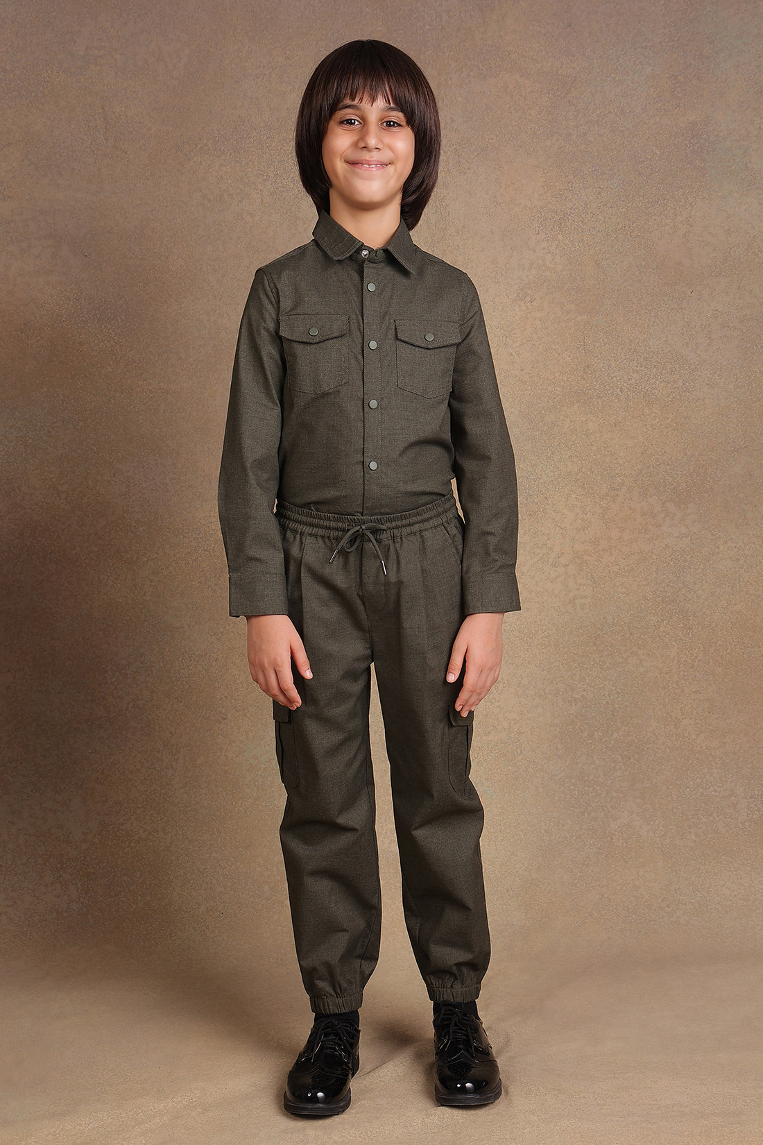 One Friday Kids Boys Olive Solid Trouser