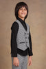 One Friday Kids Boys White & Black Checks Waist Coat