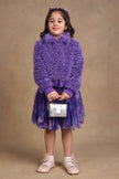 One Friday Kids Girls Purple Fur Jacket