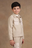 One Friday Kids Boys Beige Solid Jacket