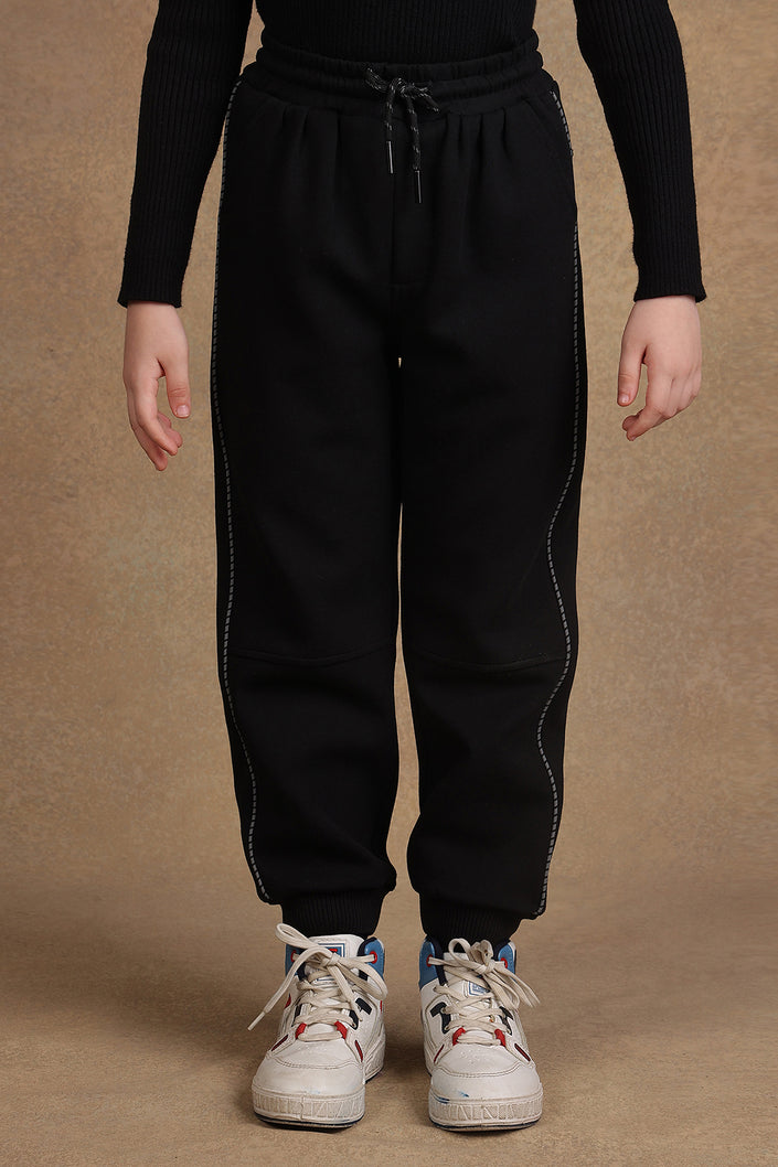 One Friday Kids Boys Black Solid Track pants