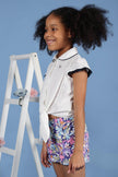 One Friday Kids Girls White 100% Cotton Cap Sleeves Top with Edge Lace - One Friday World