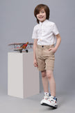 One Friday Boys Beige Cotton Shorts with flapped cargo pockets - One Friday World