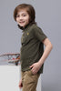 One Friday Kids Boys Olive Green Polo-Neck T-Shirt