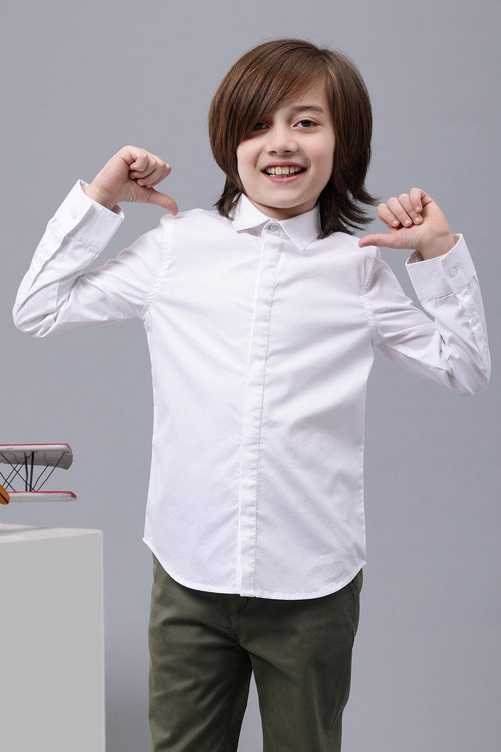 One Friday Kids Boys Full Sleeves Cotton Collared Shirt with Bow - One Friday World