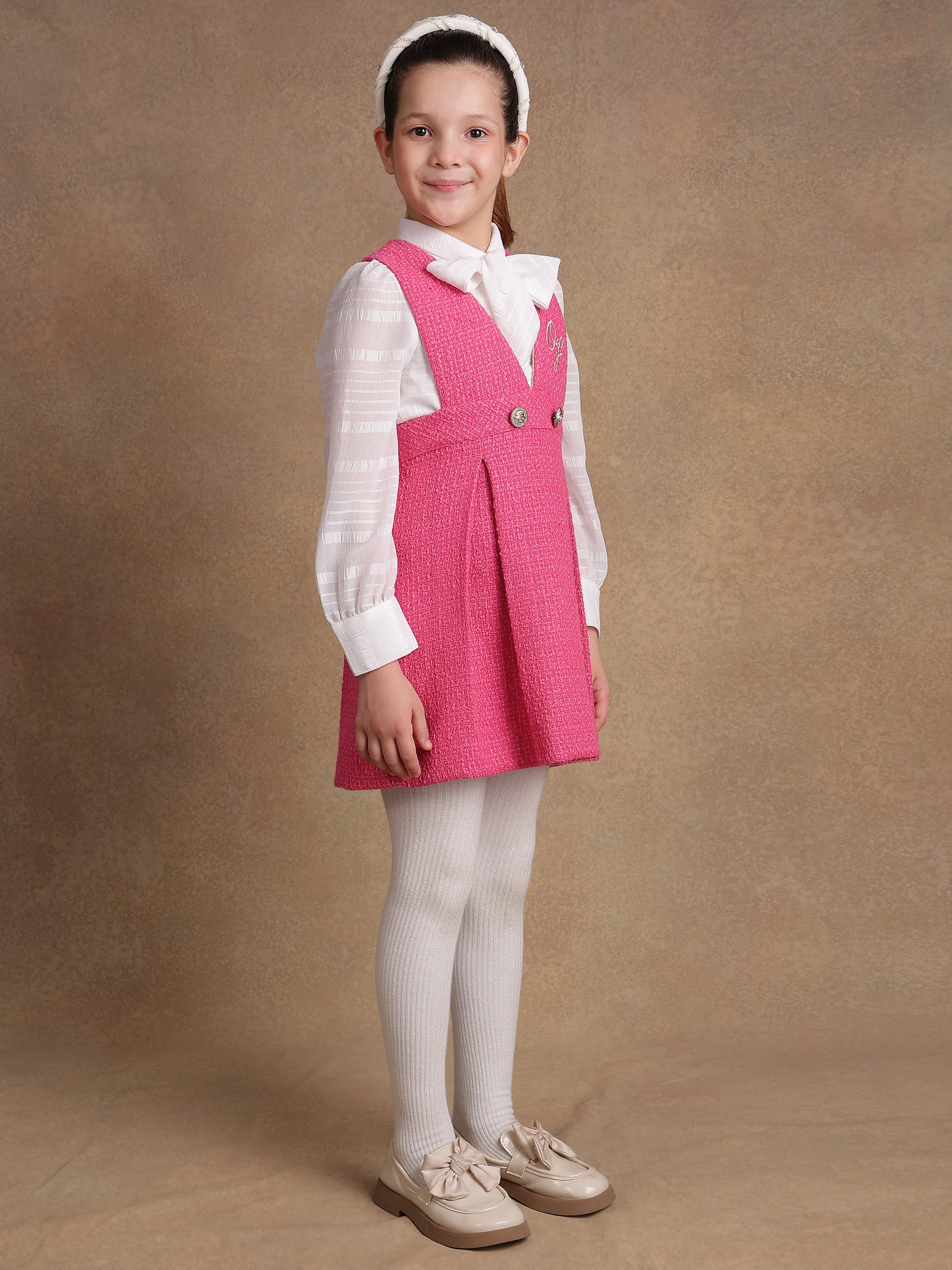 One Friday Girls Pink Boucle Dress