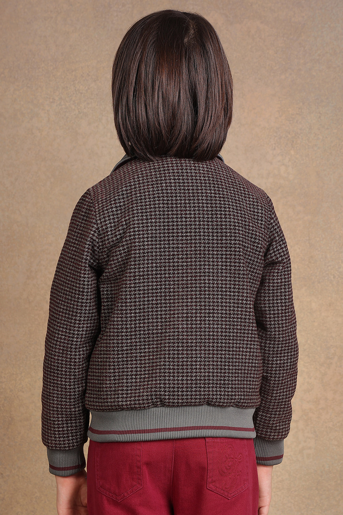 One Friday Kids Boys Wine Checks Jacket