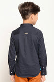 One Friday Kids Boys Navy Blue Mandarin Collared Shirt