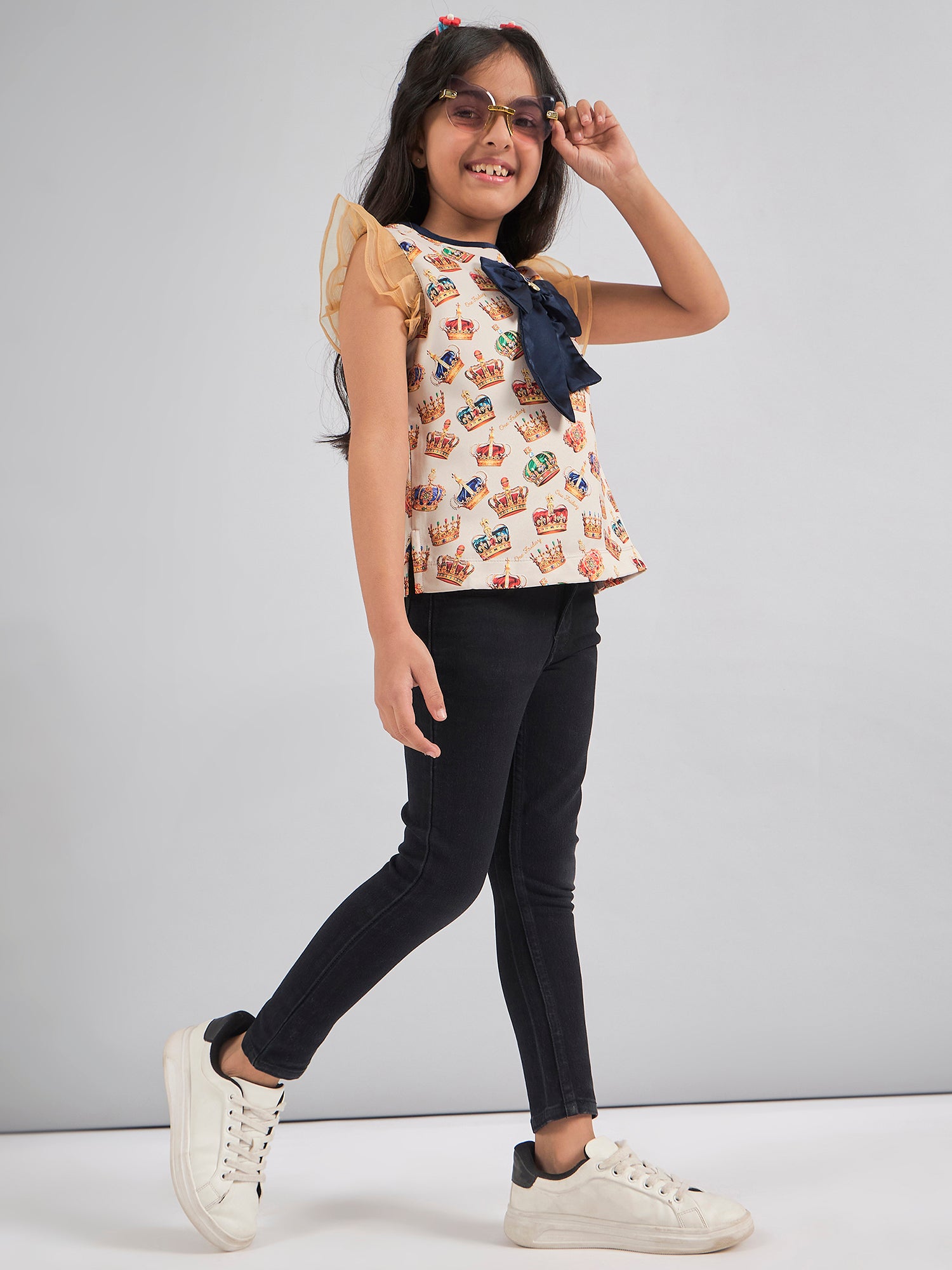 One Friday Kids Girls Multi Chevron Top