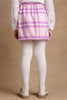 One Friday Kids Girls Pink & Lilac Checkered  Woollen Bow Skirt