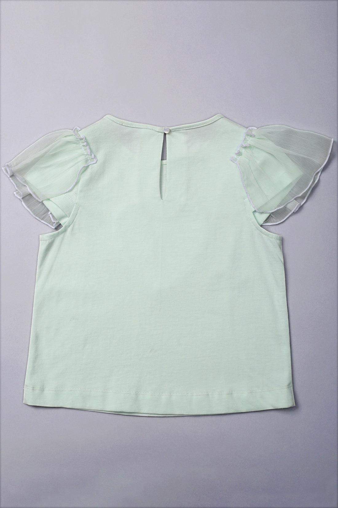 One Friday Girls Mint Round Neck Bambi Top - One Friday World