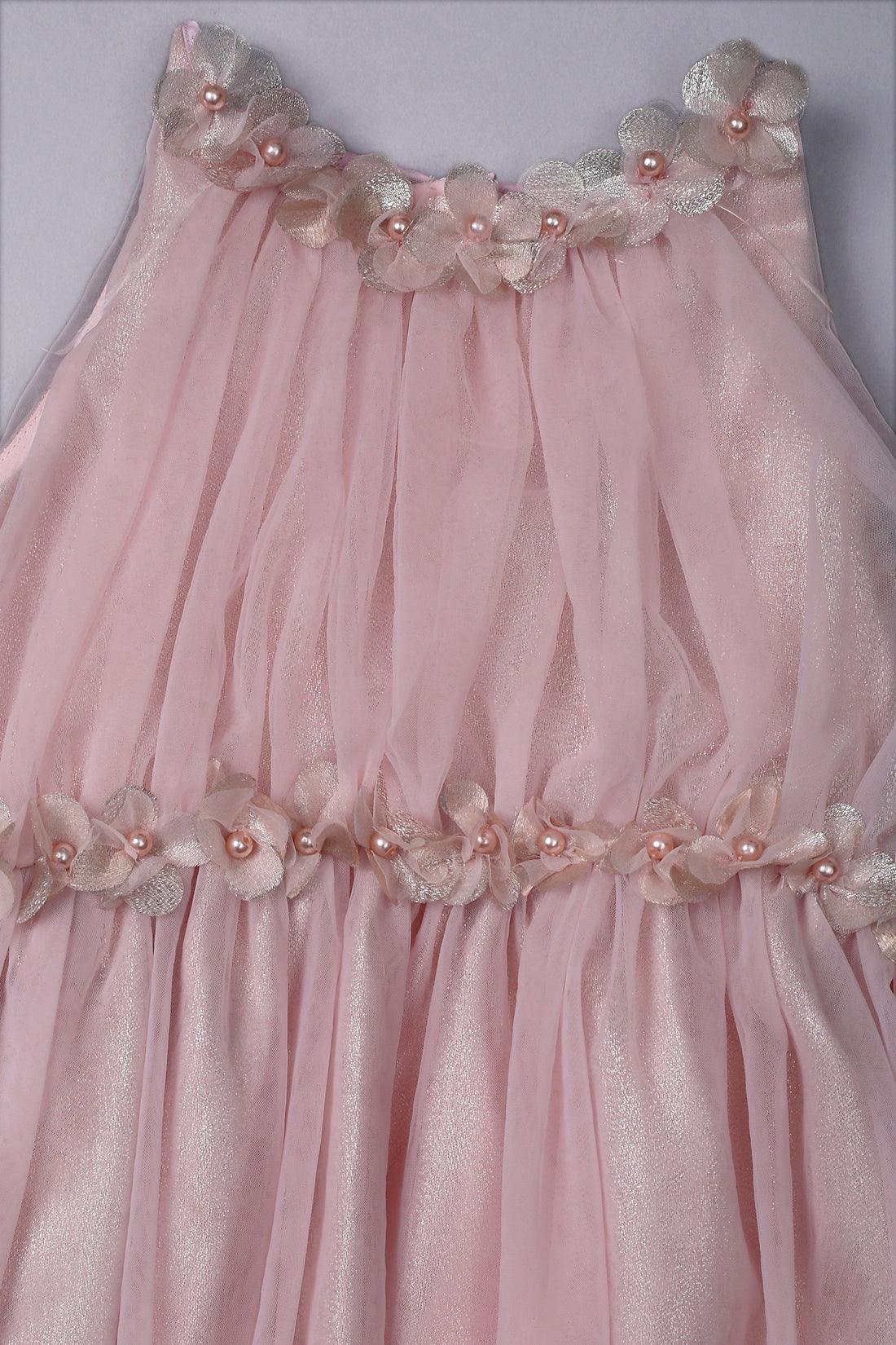 One Friday Girls Pearl Embellished Pink Party Dress - One Friday World