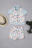 One Friday Baby Boys Orange Waistcoat attached Tee With Shorts Set - One Friday World