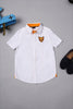 One Friday Kids Boys White Cotton Shirt with Anime Embroidery - One Friday World