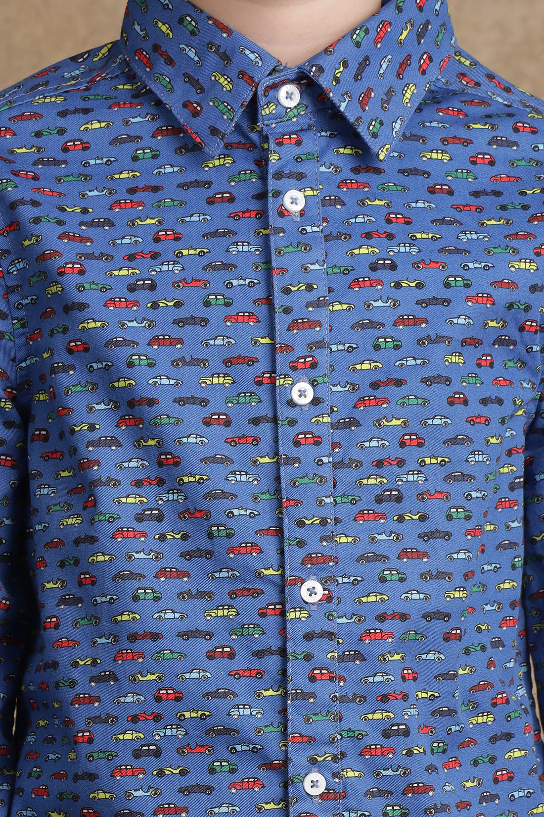 One Friday Kids Boys Blue Cars Printed Shirt