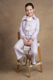 One Friday Kids Girls Lilac Checks With Sequence Jacket