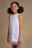 One Friday Kids Girls Lavender Checkerred Sequinned Dress