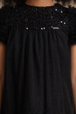 One Friday Kids Girls Black Sequinned Embroidered Dress