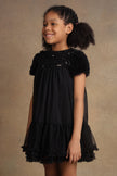 One Friday Kids Girls Black Sequinned Embroidered Dress