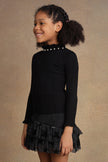 One Friday Kids Girls Embellished Black Jumper