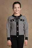 One Friday Girls Black Checks Sweater