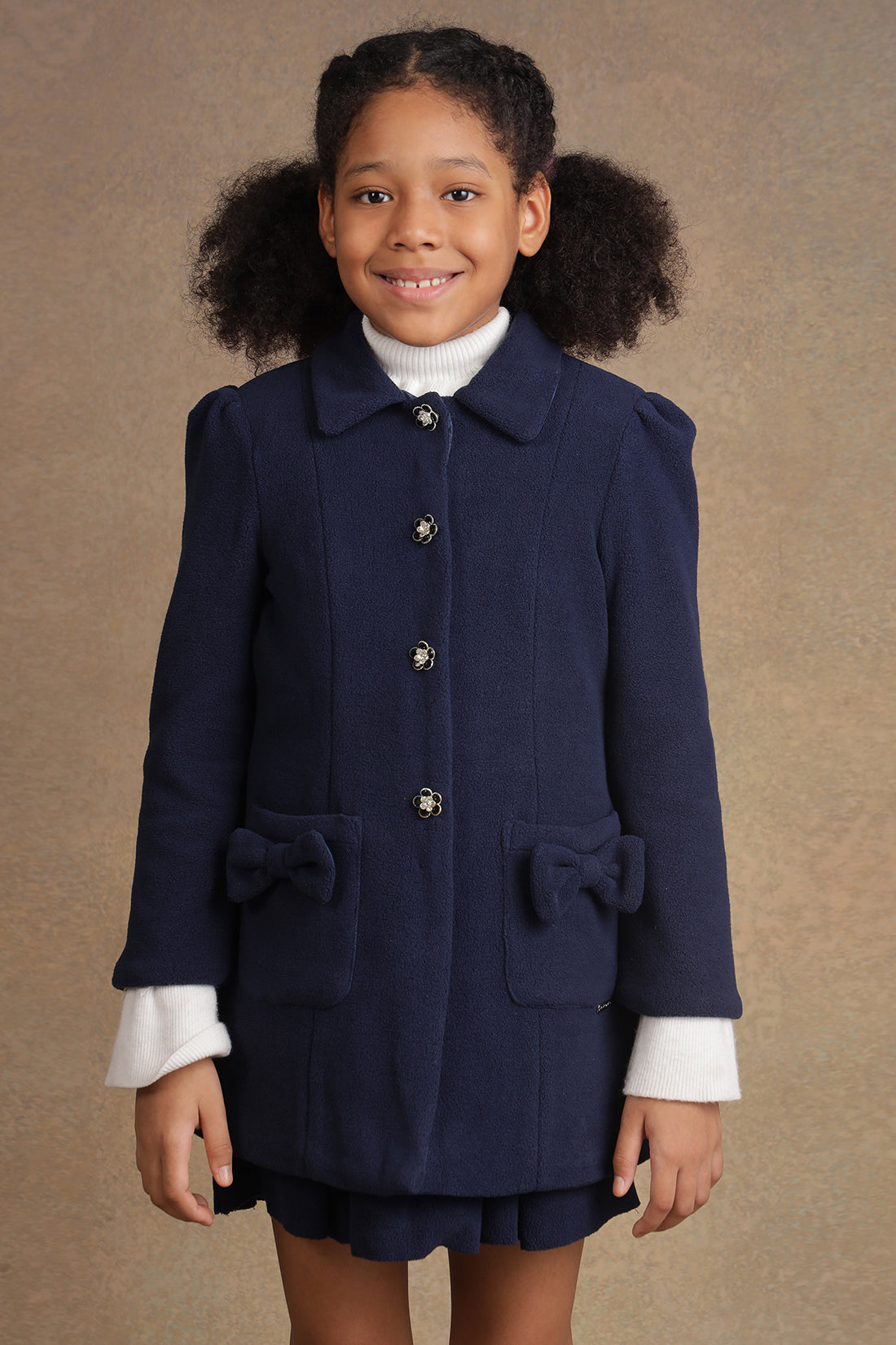 One Friday Kids Girls Navy Blue Long Blazer One Friday World