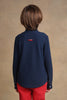 One Friday Kids Boys Navy Blue Mandarin Collar Shirt