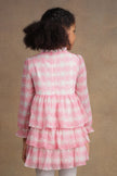 One Friday Kids Girls Pink & White Checkered Frill Dress