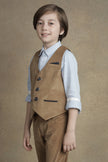 One Friday Kids Boys Camel Coloured Waist Coat