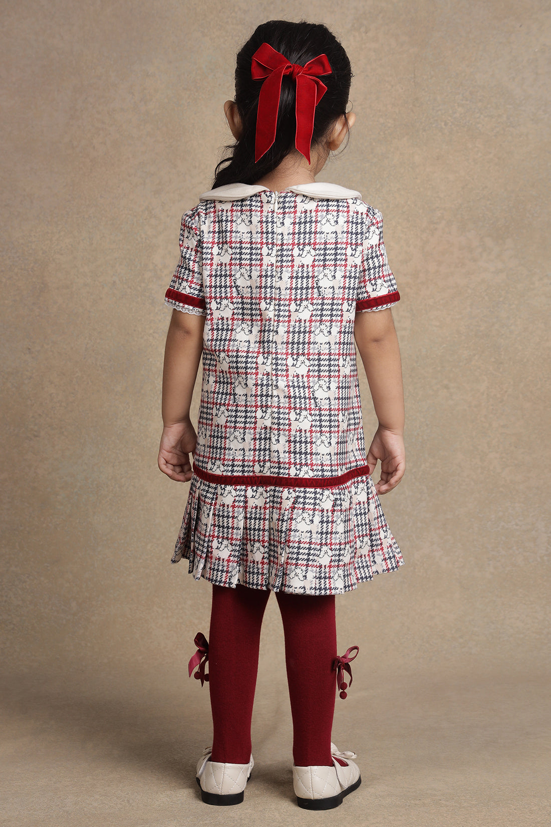 One Friday Baby Girls Red & White Checks Dress