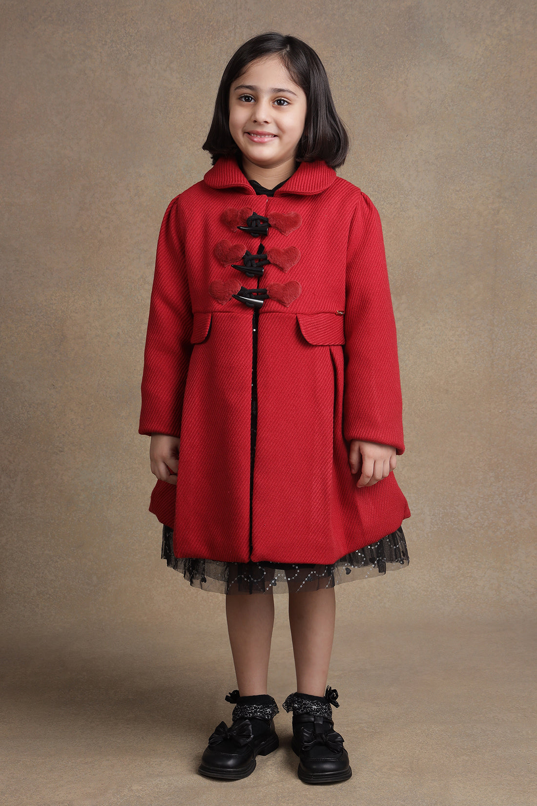 One Friday Kids Girls Cherry Red Overcoat