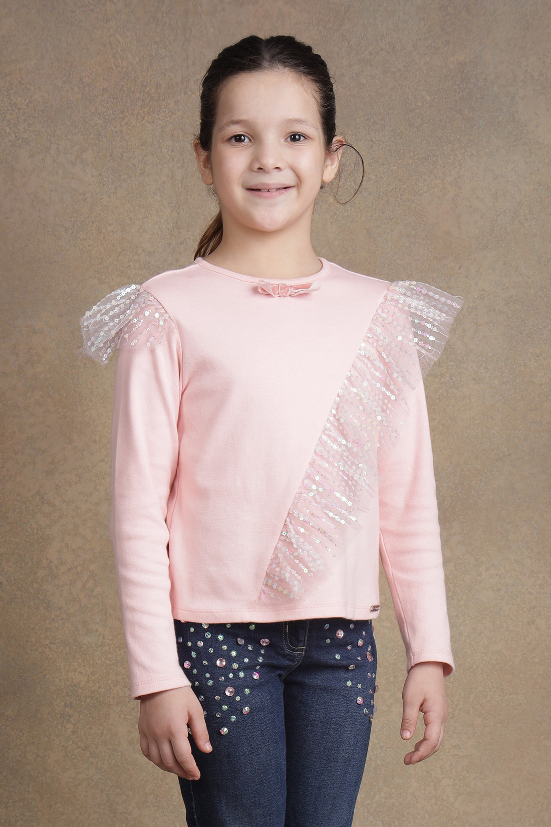 One Friday Kids Girls Pink Solid Top