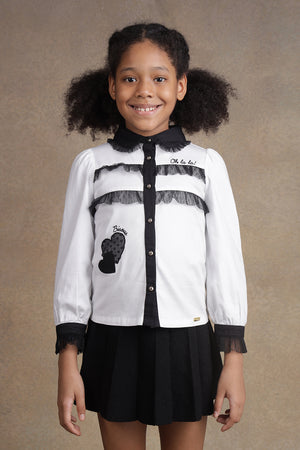 One Friday Kids Girls Black & White Laced Top