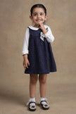 One Friday Baby Girls Blue Solid Dress With Top