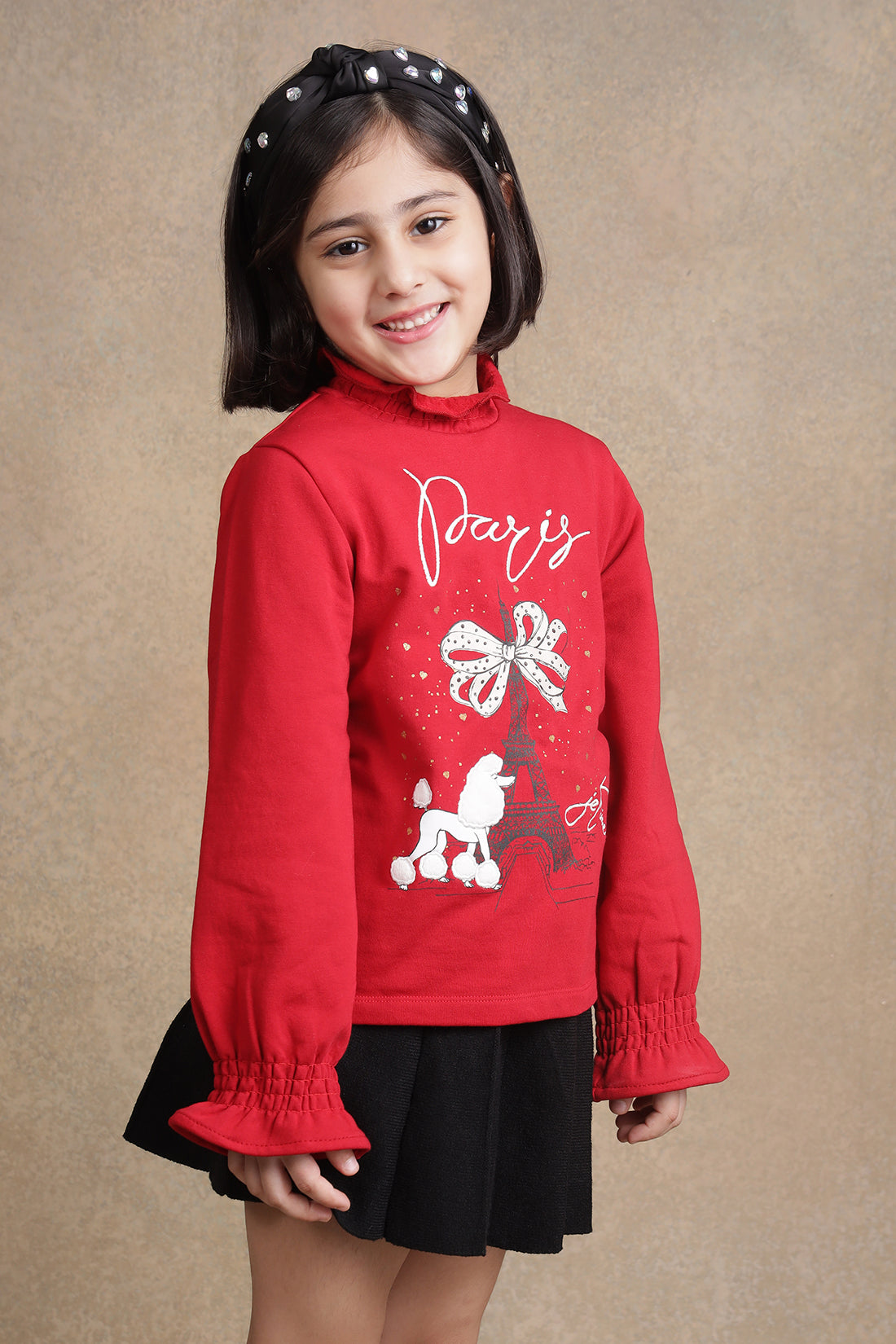 One Friday Kids Girls Red Solid Top