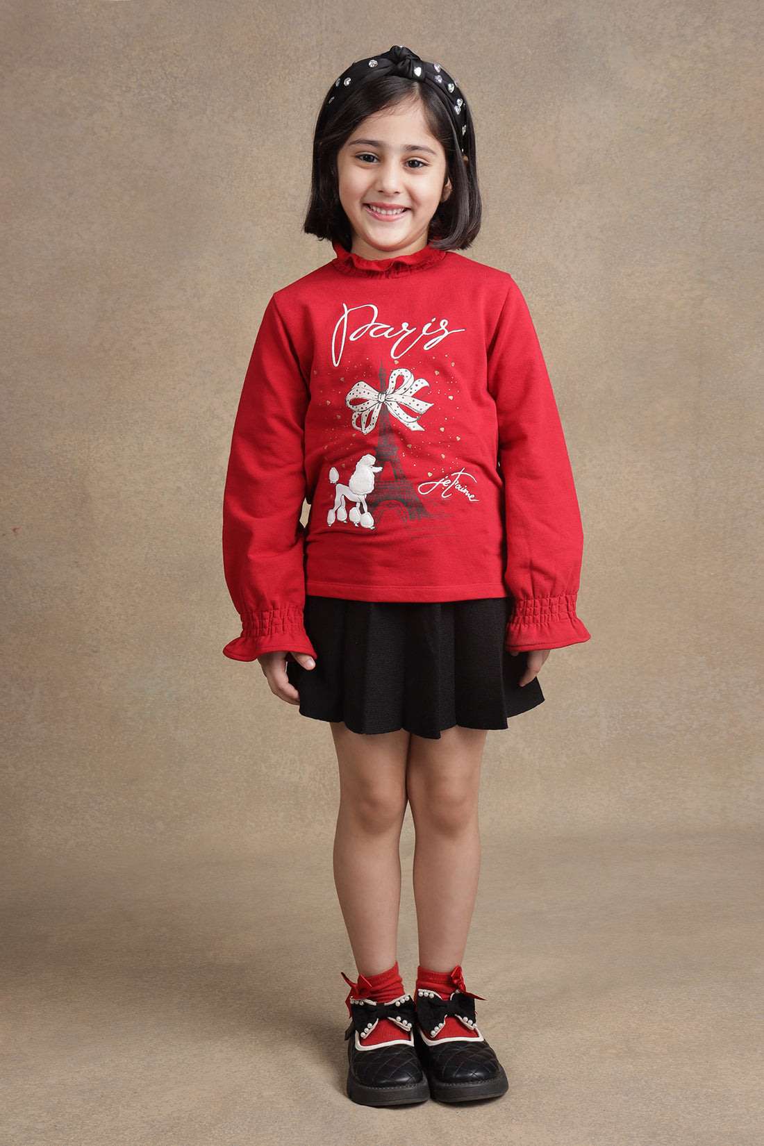 One Friday Kids Girls Red Solid Top