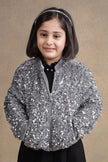 One Friday Kids Girls Grey Sequins Jacket