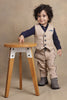 One Friday Baby Boys Beige Solid Waistcoat T-Shirt With Trouser