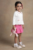 One Friday Baby Girls Pink Quilted Top With Skirt