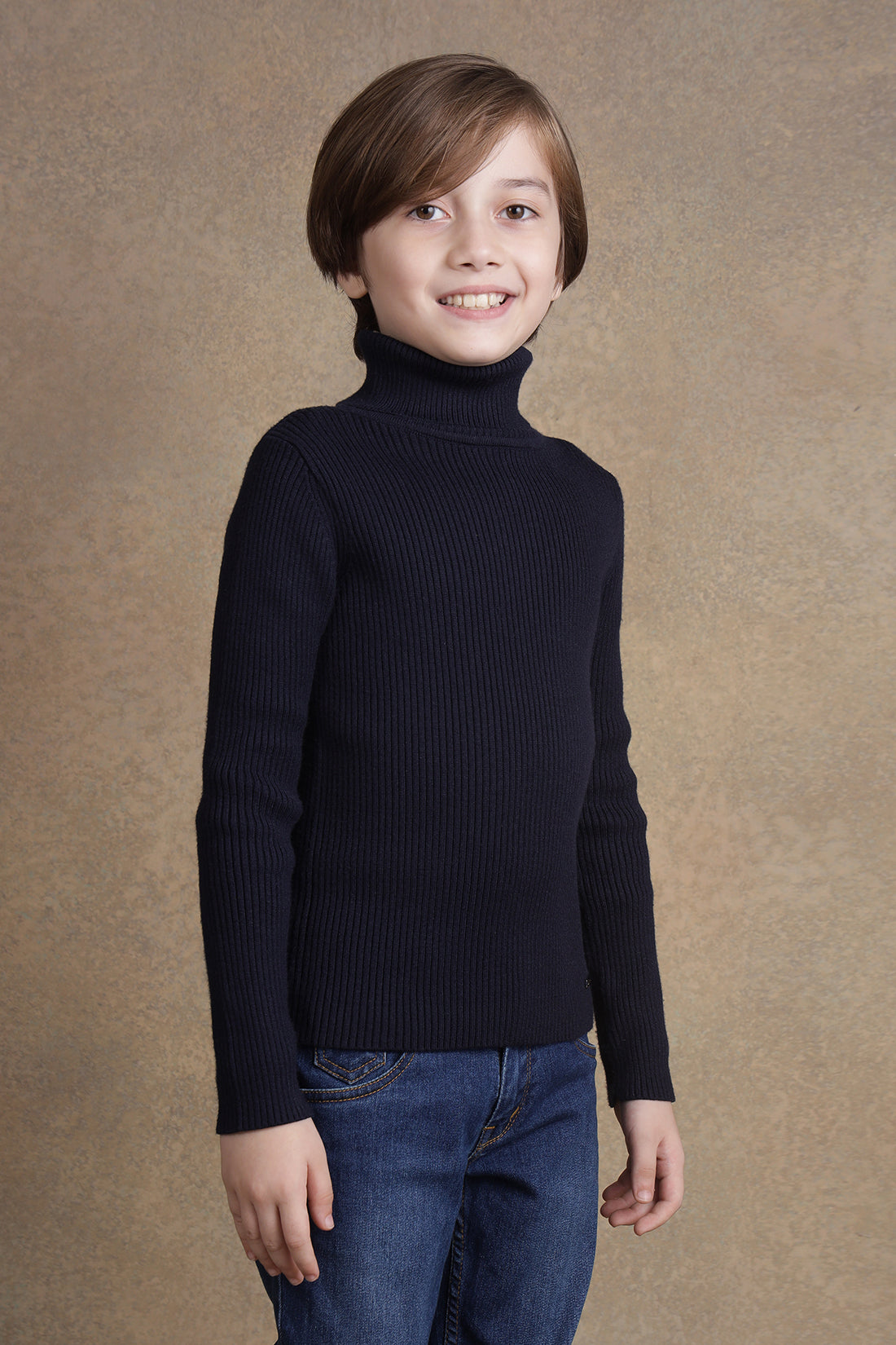 One Friday Kids Boys Navy Blue Solid Jumper