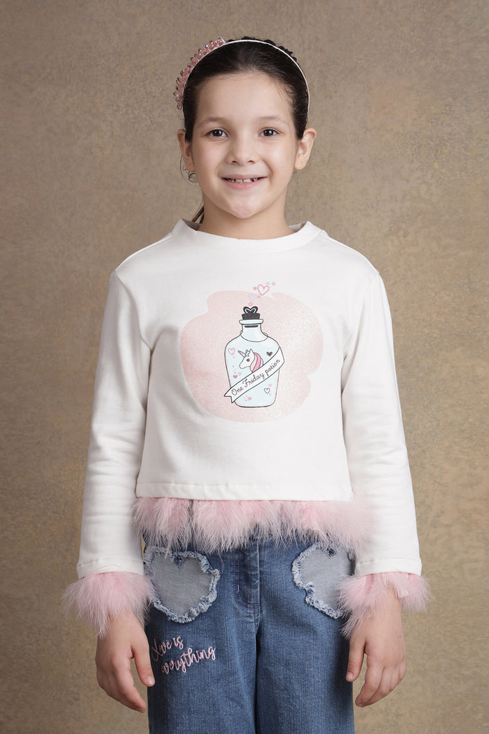 One Friday Kids Girls Off White Solid Top