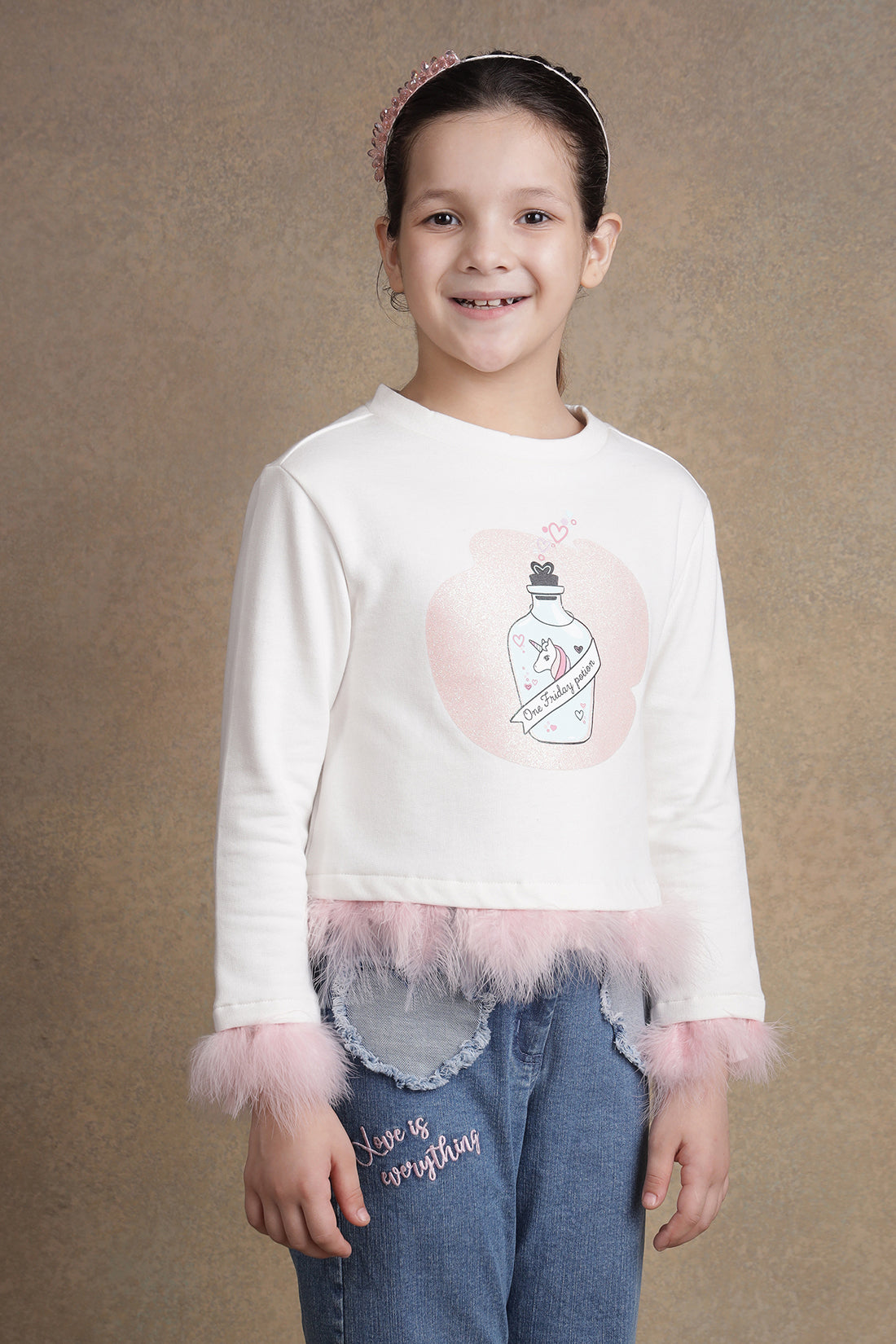 One Friday Kids Girls Off White Solid Top