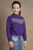 One Friday Girls Purple Solid Sweater