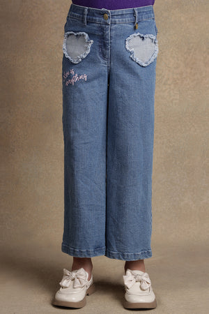 One Friday Kids Girls Blue Denim Flared Jeans