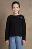 One Friday Kids Girls Jet Black Pleated Top