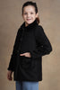 One Friday Kids Girls Black Solid Overcoat