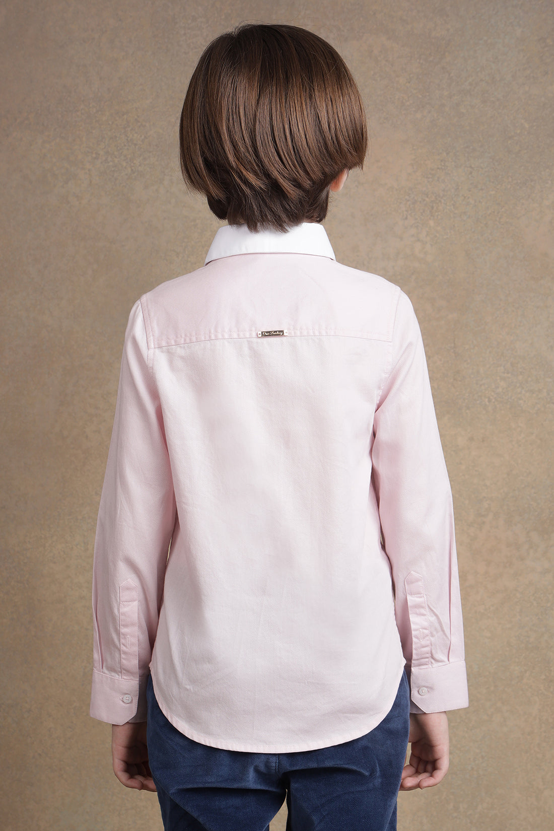 One Friday Kids Boys Soft Pink Full Sleeves Cotton Shirt