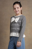 One Friday Kids Girls Grey Stripes Top