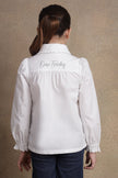 One Friday Kids Girls Off White Embroidered Shirt